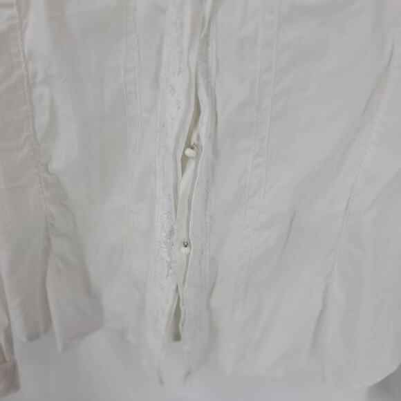 DOLCE & GABBANA Woman Size 26/40 White button down Dress Shirt with lace accent - Picture 4 of 5